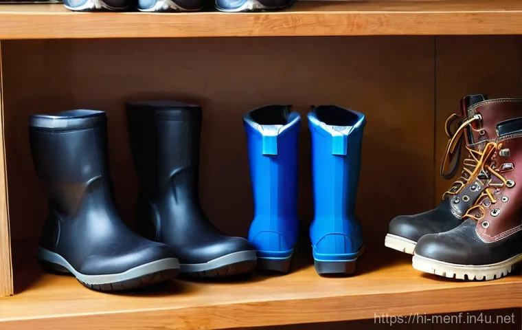 남성용 등산화 관리법 - **Prompt 2: Post-Trek Care – Cleaning Muddy Boots**
    A person in their mid-30s is meticulously cl...