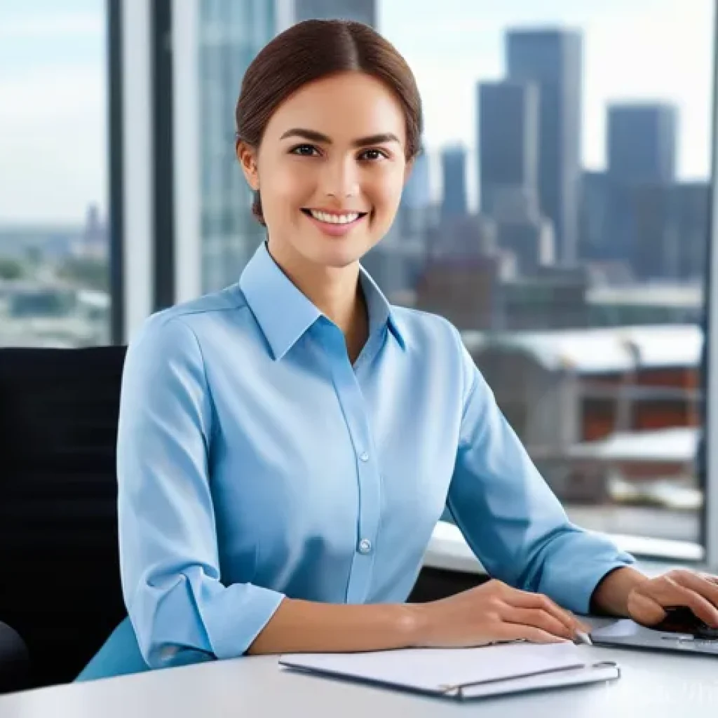 셔츠 소매 접는 방법 - **Prompt 1 (Classic Roll - Professional Office Setting):**
    A confident and elegant woman in her ...