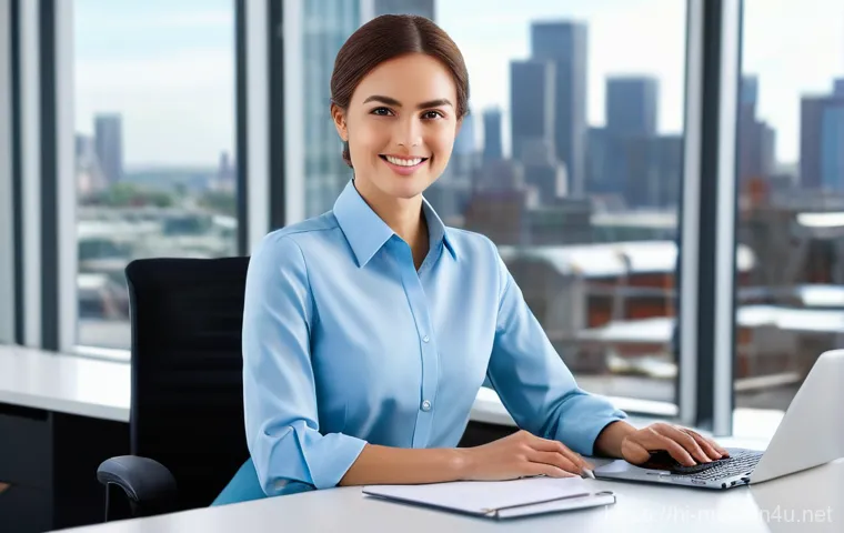 셔츠 소매 접는 방법 - **Prompt 1 (Classic Roll - Professional Office Setting):**
    A confident and elegant woman in her ...