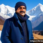 Home 20 겨울 남성 방한복장 - A middle-aged Indian man dressed in a layered winter outfit suitable for cold weather in northern In...